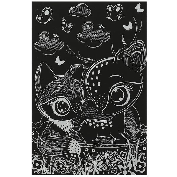 Набор д/дет тв-ва гравюра 10*15 см, олененок и лисенок, золотая МУЛЬТИ АРТ в кор.200шт