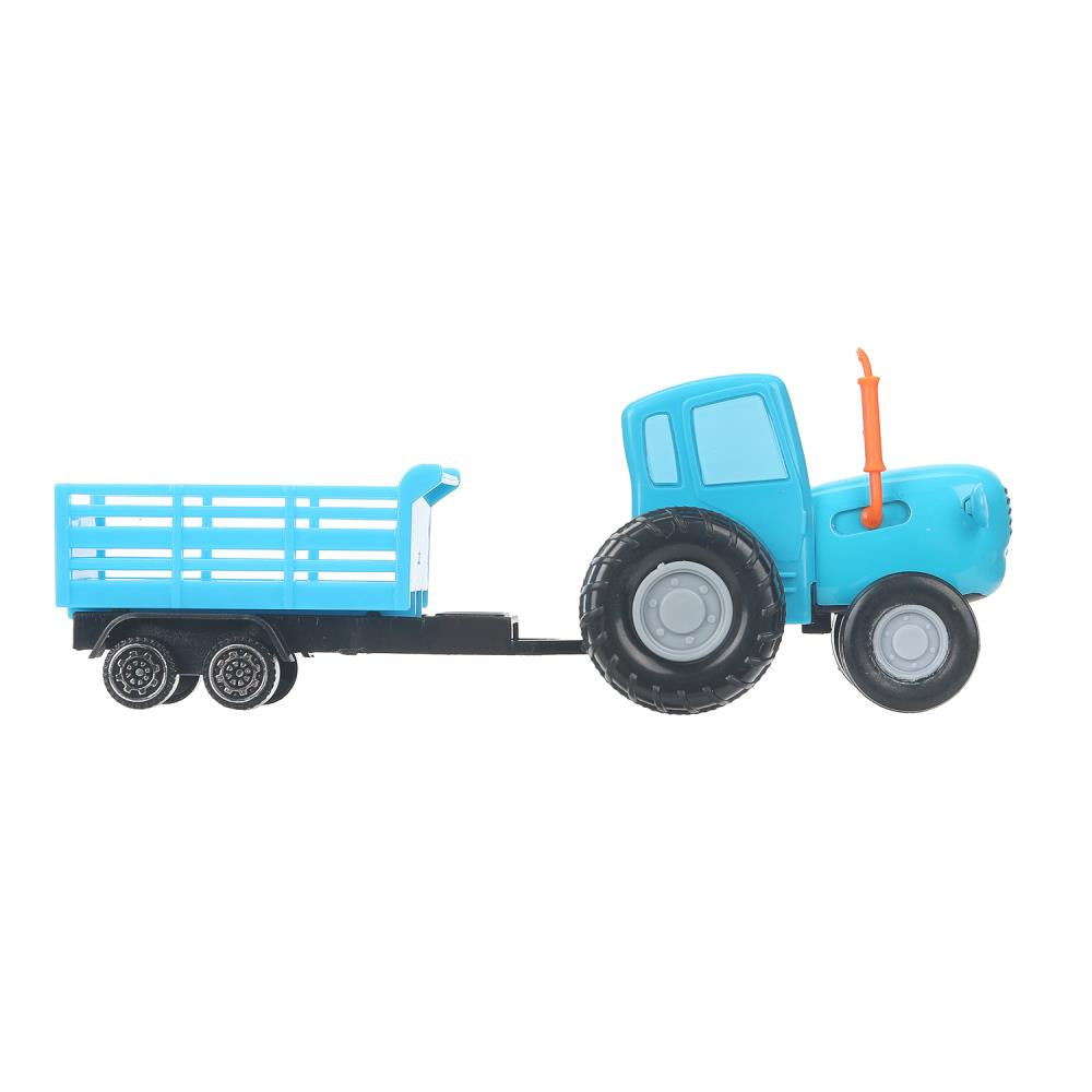 Машина металл СИНИЙ ТРАКТОР синий трактор с телегой 7,5 см, синий, кор. Технопарк в кор.2*36шт