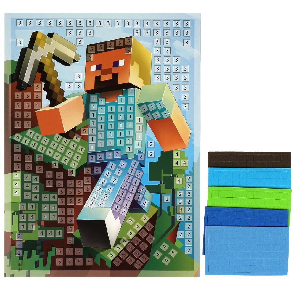 Аппликация мягкая мозаика из эва квадратные герои МУЛЬТИ АРТ в кор.100шт