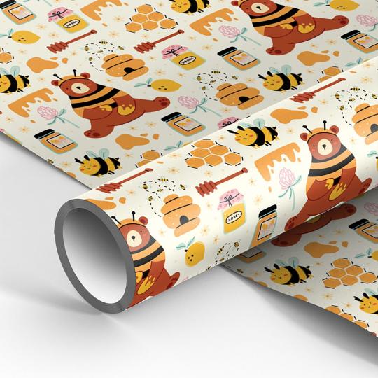 Упаковочная бумага, глянцевая 70*100см, MESHU "Honey", 90г/м2