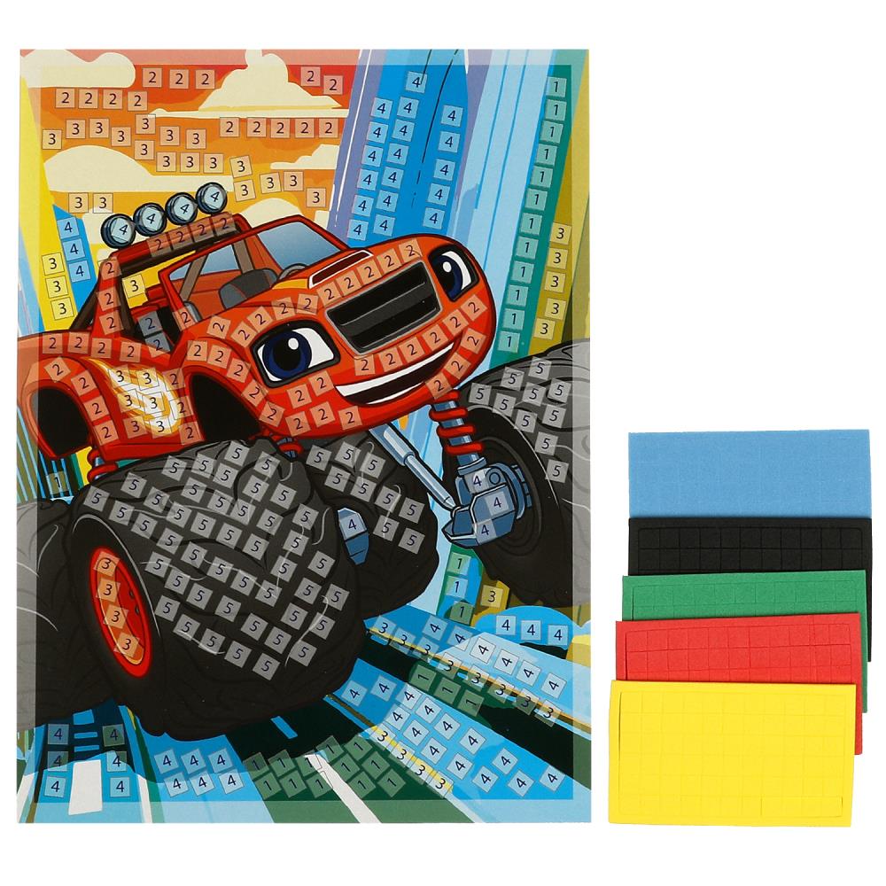 Аппликация мягкая мозаика из эва машинка МУЛЬТИ АРТ в кор.100шт