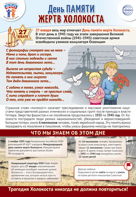 ПЛ-15764 Plaque A3. Dates de départ pour le FO: 27 janvier - День памяти жертв Холокоста