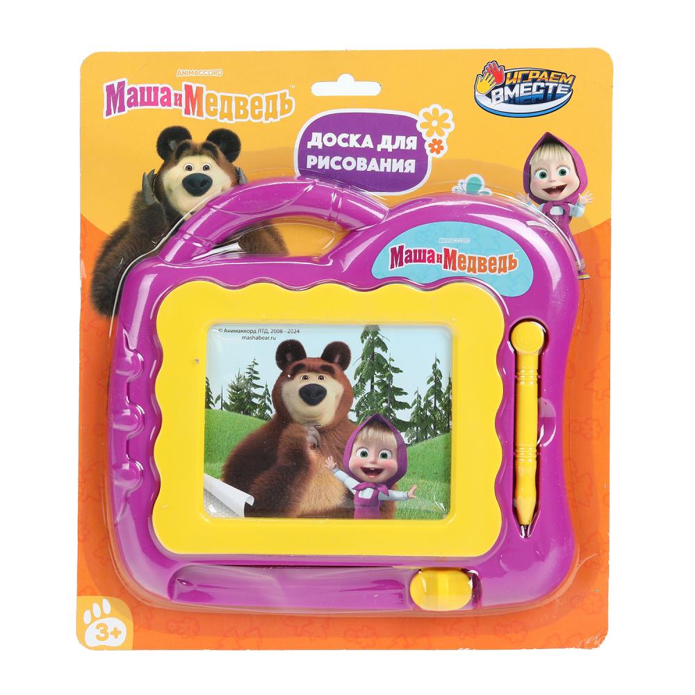 Доска для рисования Маша и Медведь магнитная, 18*18см, ч/б поле ИГРАЕМ ВМЕСТЕ в кор.2*120шт
