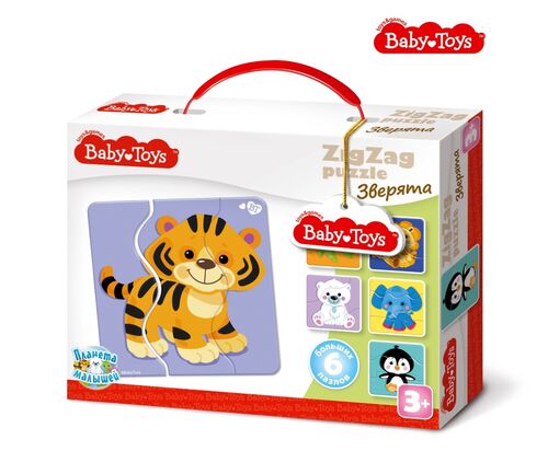Пазлы макси ЗИГЗАГ "Зверята" 18 элементов BABY TOYS