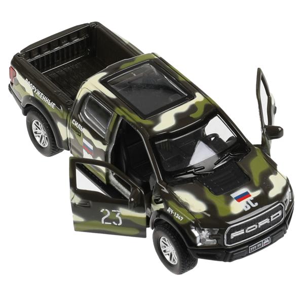 F150RAP-12MIL-GN 326503 Машина металл FORD F150 RAPTOR 12см, двер, баг, инер, камуф, кор. Технопарк