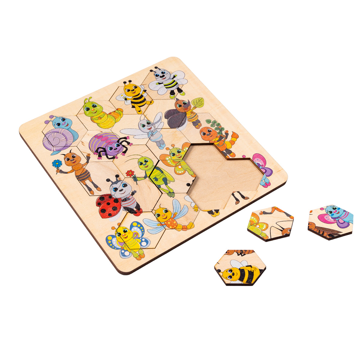 00784 Пазл деревянный. Занимательные соты. Букашки
