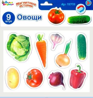 Игра магнитная развивающая. Магнитные истории "Овощи" (европодвес, 4х20шт)