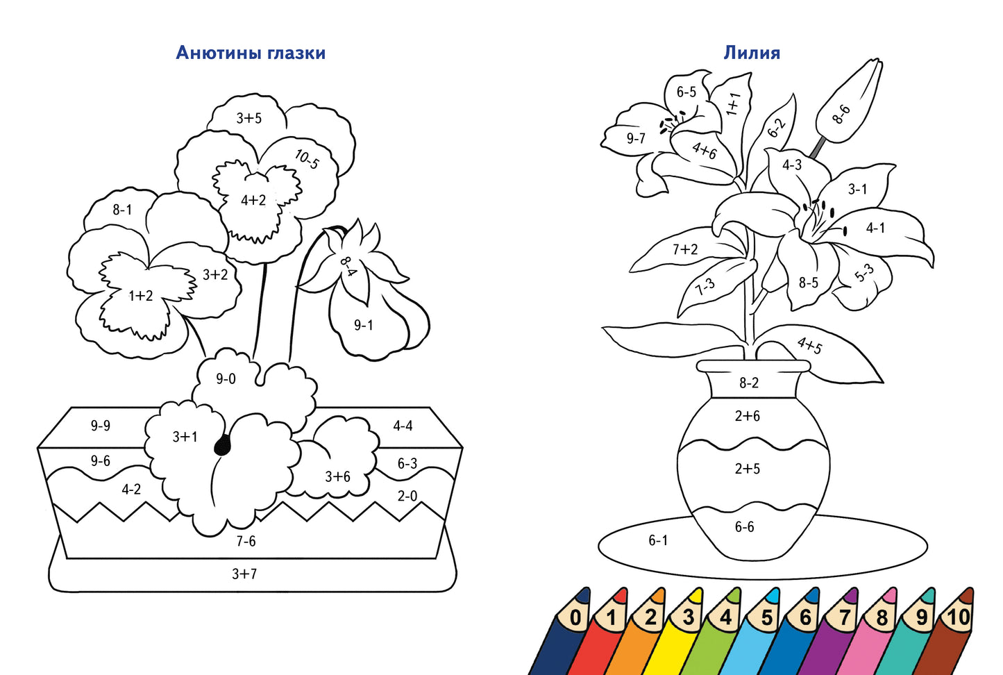 Считаем и раскрашиваем. Раскраска. Цветы.