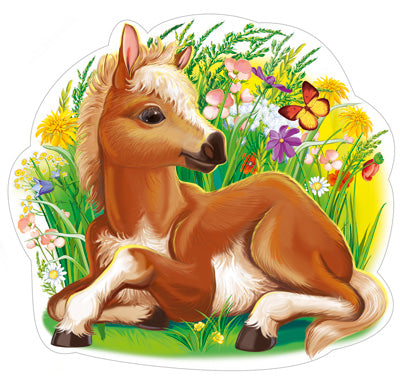 ФМ1-13699 Плакат вырубной А4. Жеребенок на лугу