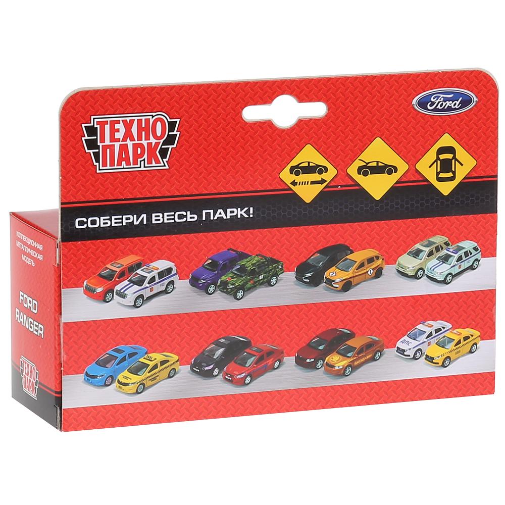 Машина металл FORD Ranger пикап полиции 12см, открывающий. двери, инерц. в кор. Технопарк в кор.2*24шт