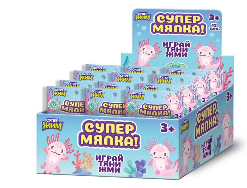 Антистресс игрушка мялка аксолотль, 10 см, дисплей Супер Жим уп-12шт в кор.6уп