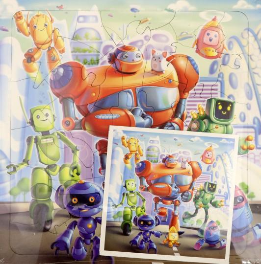 Пазл фигурный на подложке. 45 деталей. Роботы. 30х30,5 см. ГЕОДОМ