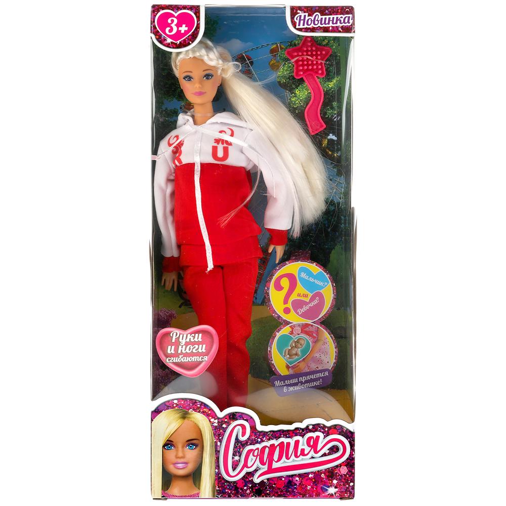 Кукла 29 см София беременная, 1младенец, в спортивном костюме, расческа,в кор. КАРАПУЗ в кор.24шт