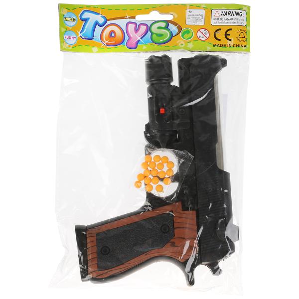 Пистолет (п) с лазером. прицелом, с пульками P2117 в упаковке. в кор.2*84шт