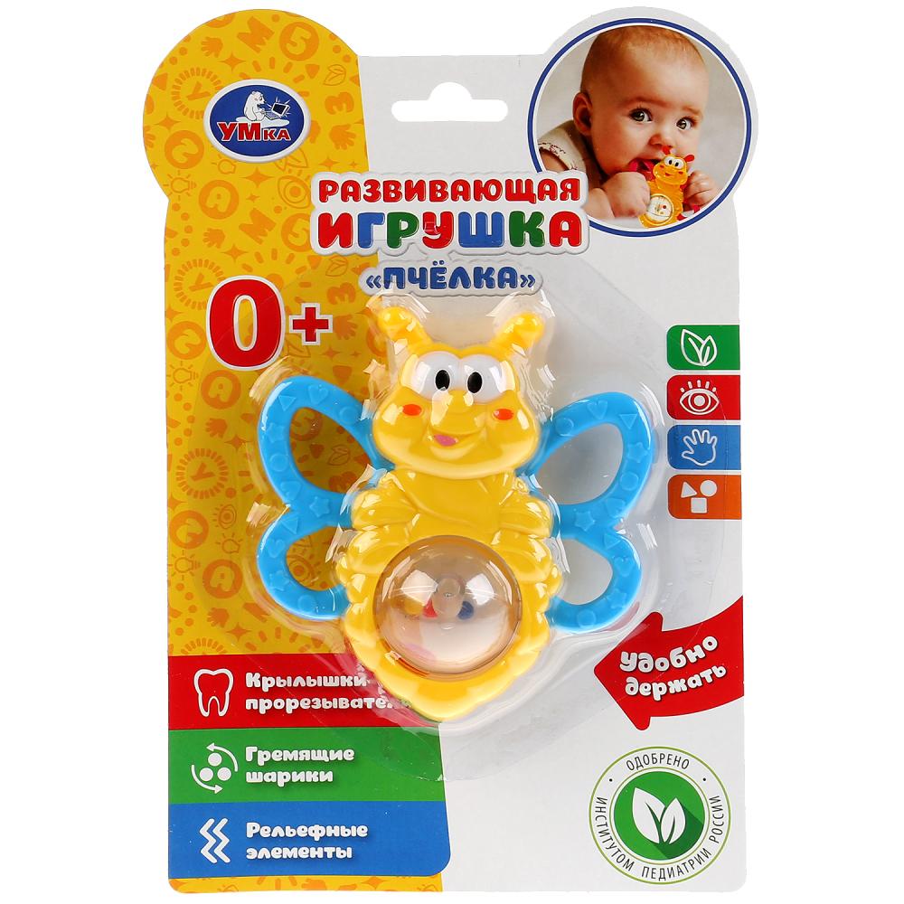 Развивающая игрушка погремушка пчелка "УМКА", цвет в ассорти. на карте. (рус. уп.) в кор.2*200шт