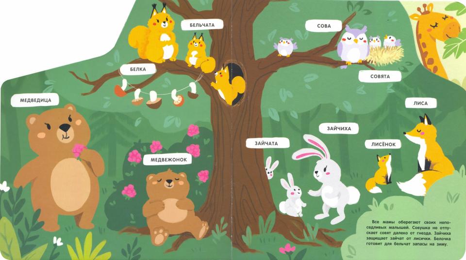 Книжки на картоне с разной вырубкой страниц. Мамы и малыши