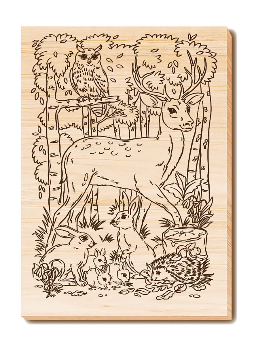 Выжигание. Набор досок для выжигания и росписи "Животный мир" А5, 5 шт.