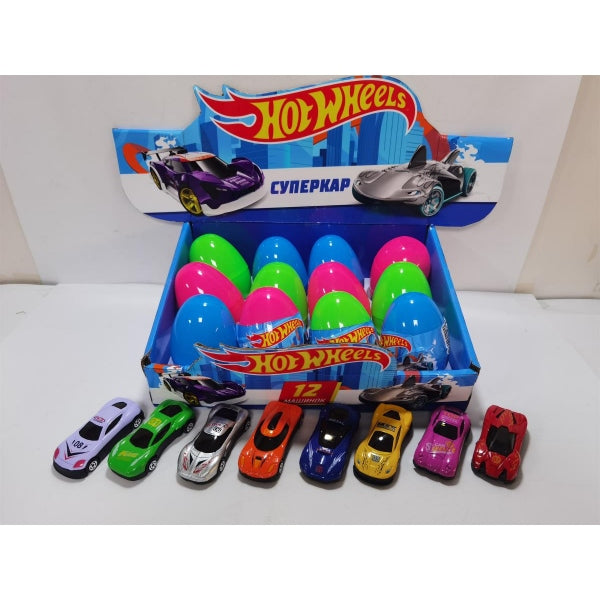 Машина металл Хот Вилс ЯЙЦО 7 см, в ассортименте, дисплей Технопарк уп-12шт в кор.2*30уп