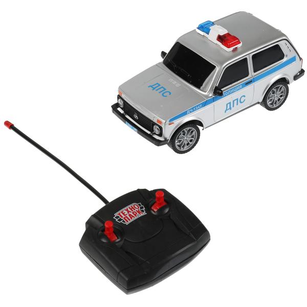 LADA4X4-18LPOL-GY 327204 Машина р/у LADA ПОЛИЦИЯ 4x4 18 см, свет, сер, кор. Технопарк в кор.24шт