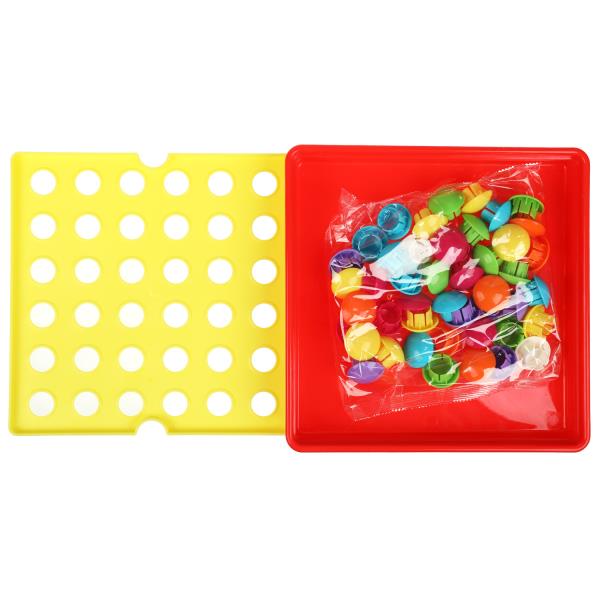 Большая пластиковая мозаика для малышей СИНИЙ ТРАКТОР 10 карт., 46 фишек ИГРАЕМ ВМЕСТЕ в кор.2*18шт