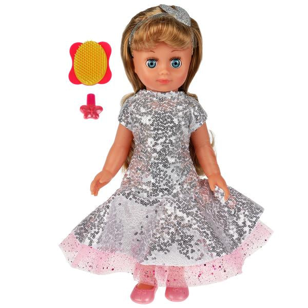 Кукла озвуч АБВГДЙКА песня Оля 40см в платье, 100 фраз, зак глаза, косм, 2 акс КАРАПУЗ в кор.12шт