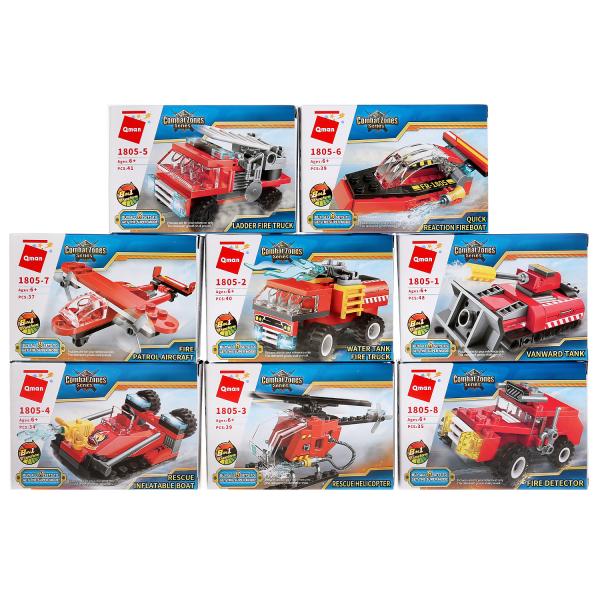Конструктор машина пожарная, в ассорт. в кор. в дисплее уп-8шт в кор.30уп (Собран)