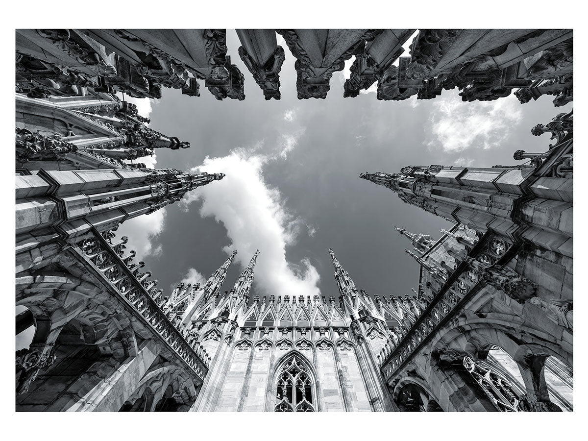 Италия в черно-белом. Арт - постер. Милан. Дуомо. Формат А4.