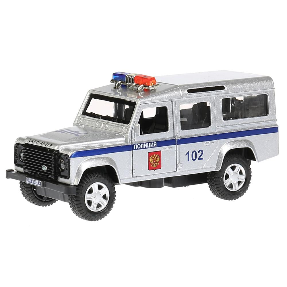Машина металл светзвук LAND ROVER DEFENDER ПОЛИЦИЯ 12 см, дв, баг, ин, кор. Технопарк в кор.2*36шт