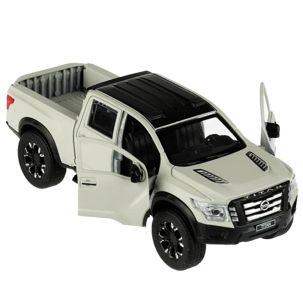 Машина металл NISSAN TITAN МАТОВЫЙ 12,5 см, двери, багажник, инерц, серый, кор. Технопарк в кор.2*36шт