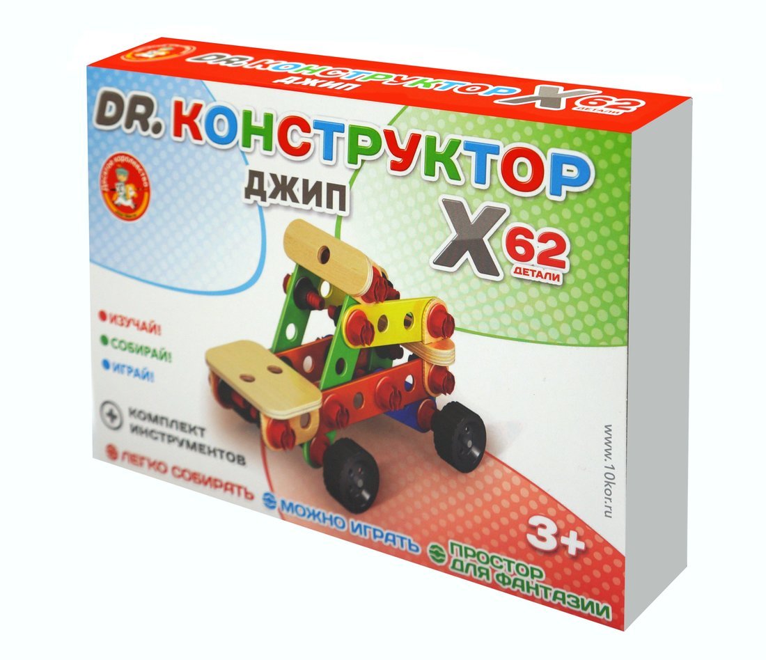 Конструктор деревянный "Джип" в кор.9шт