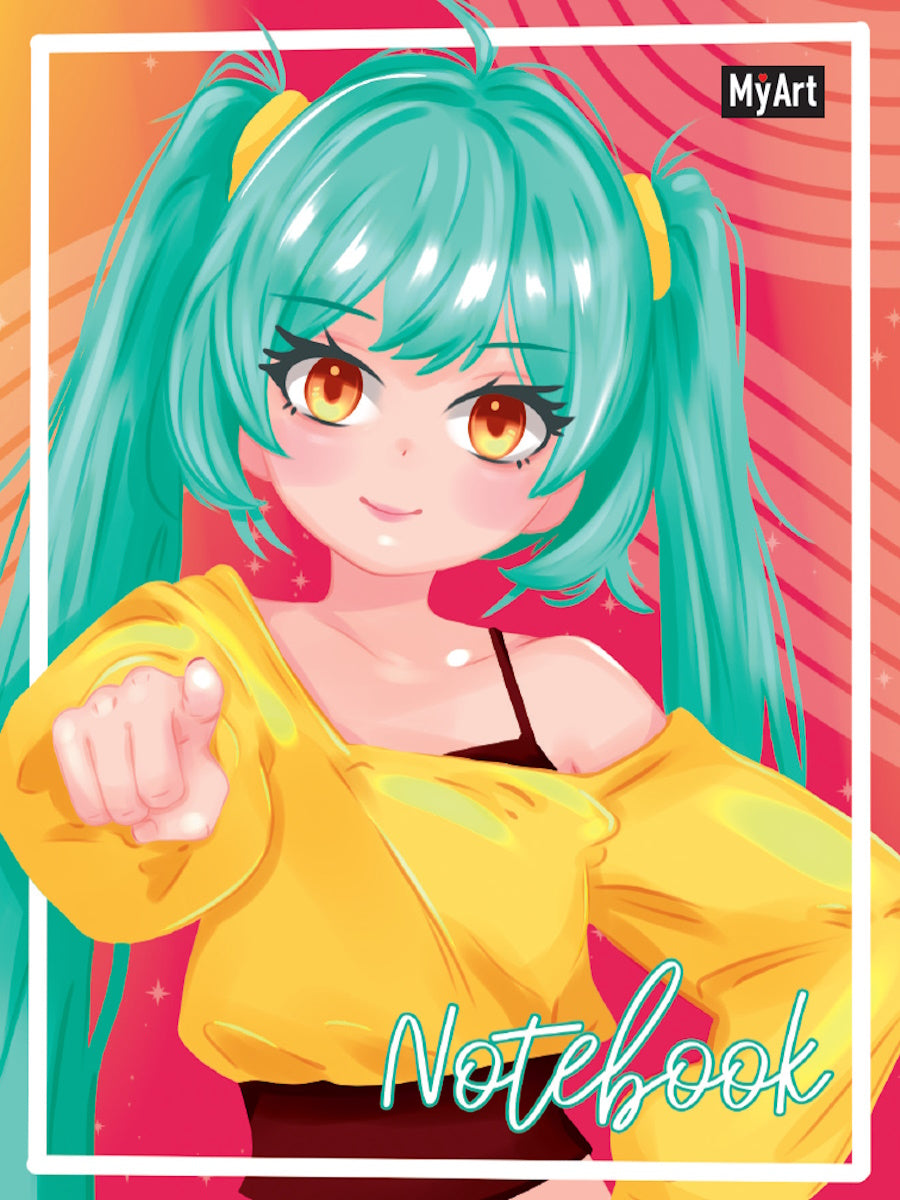 МойАрт. БЛОКНОТ в онлайне Яркие девочки Аниме. Девочка с бирюзовыми волосами