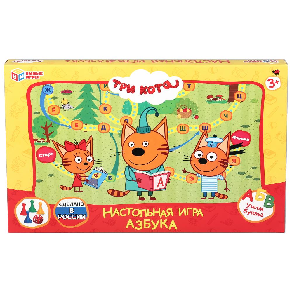 НАСТОЛЬНАЯ ИГРА-ХОДИЛКА "УМНЫЕ ИГРЫ" АЗБУКА. ТРИ КОТА В КОР. в кор.20шт