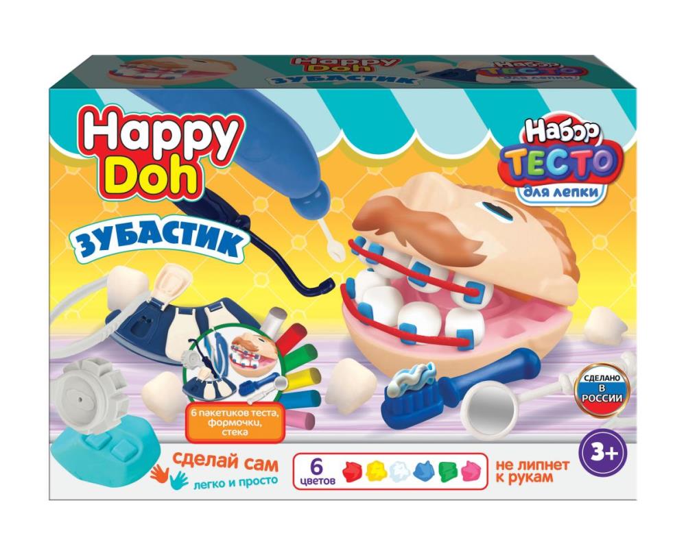 Набор с тестом для лепки зубастик с брекетами, 24 см HAPPY DOH в кор.8шт
