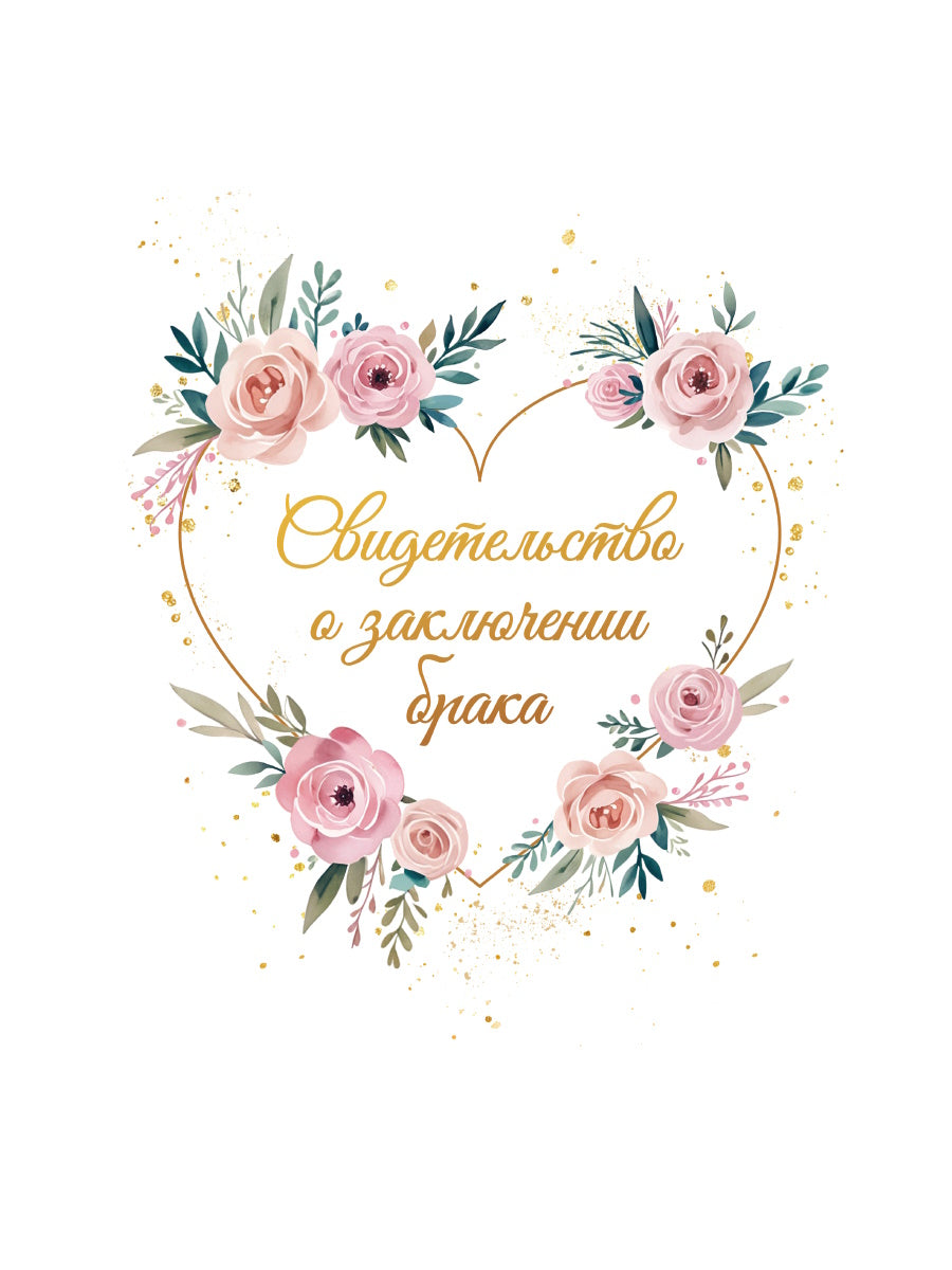 ОБЛОЖКА ДЛЯ СВИДЕТЕЛЬСТВА О ЗАКЛЮЧЕНИИ БРАКА. Сердце в цветах