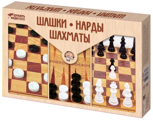 ИГРА НАСТОЛЬНАЯ "ШАШКИ, НАРДЫ, ШАХМАТЫ" (БОЛЬШИЕ) в кор.5шт