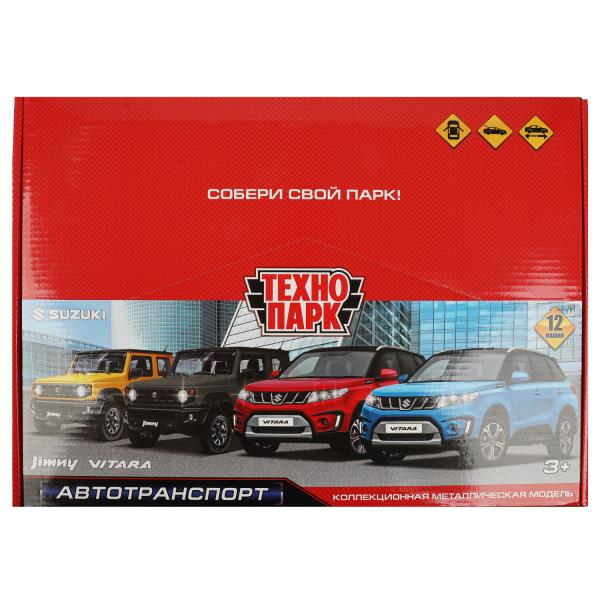 Машина металл SUZUKI VITARA/JIMNY 12 см, двери, багаж, инерц, ассорт, дисп. Технопарк уп-12шт в кор.