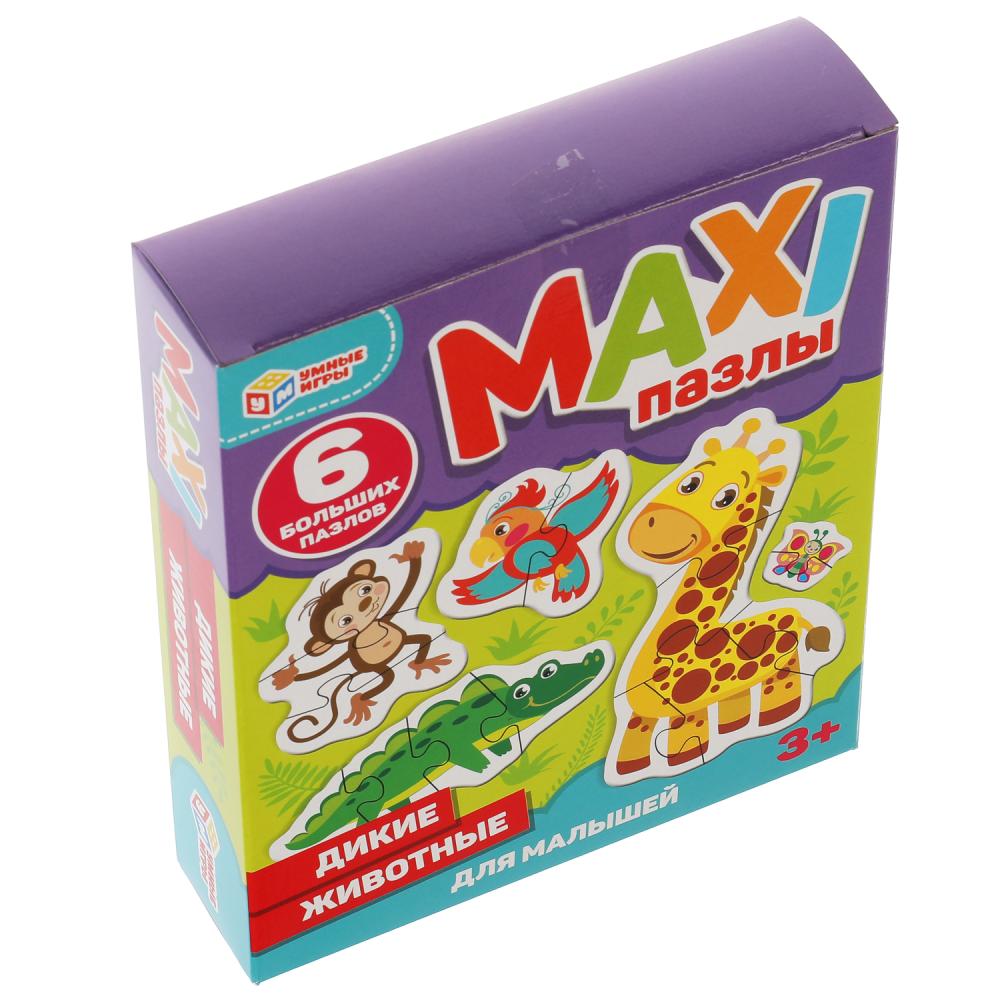 Дикие животные. Макси-пазлы для малышей.Коробка 150*180*40. 6 пазлов. Умные игры в кор.40шт