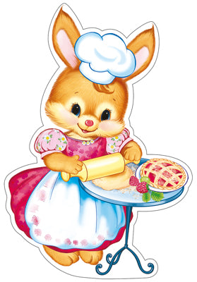 ФМ1-14164 Плакат вырубной А4. Зайчик повар (УФ-лак)