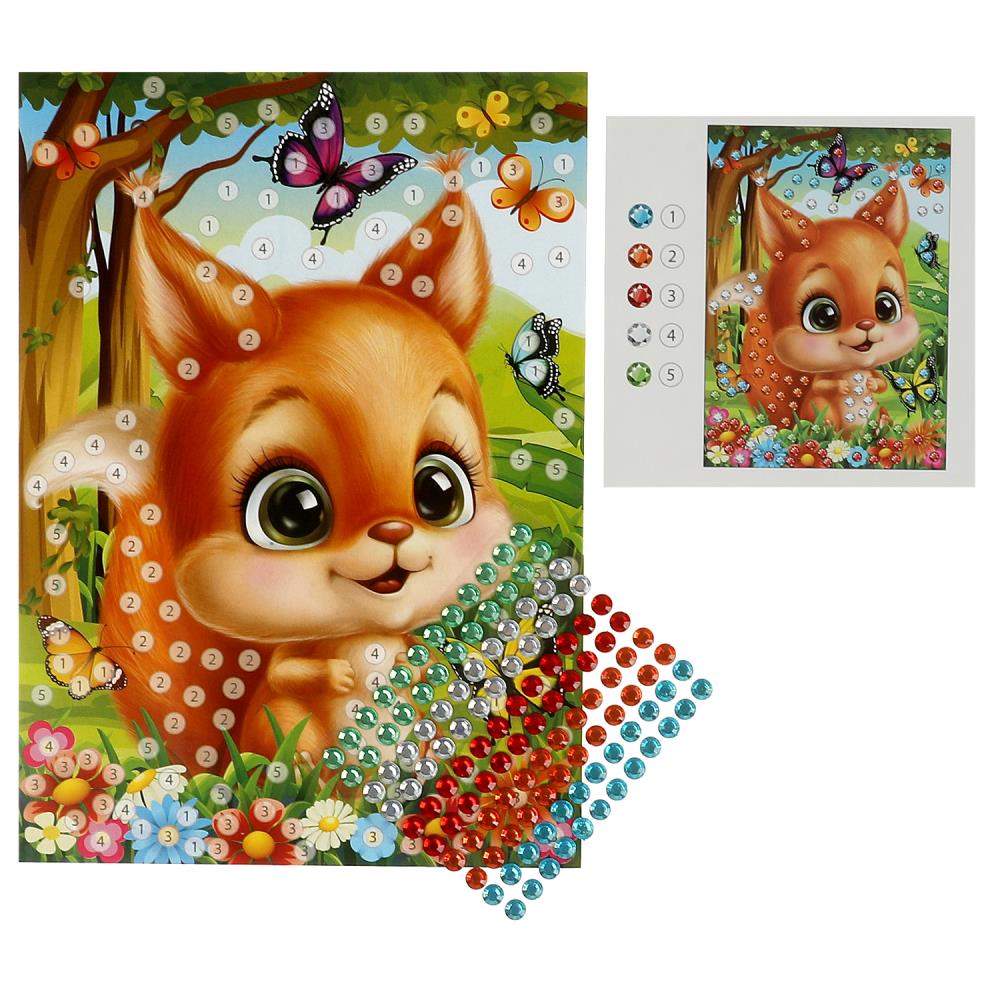 Аппликация стразами в пакете 15*21 см милые животные МУЛЬТИ АРТ в кор.100шт