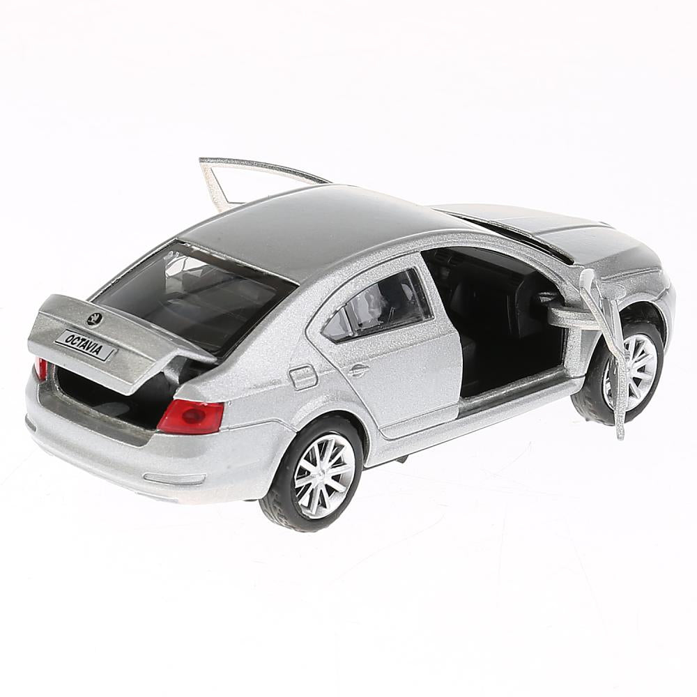 Машина металл "SKODA OCTAVIA" 12см, открыватель. двери, инерц, СЕРЕБРИСТЫЙ в кор. Технопарк в кор.2*36шт