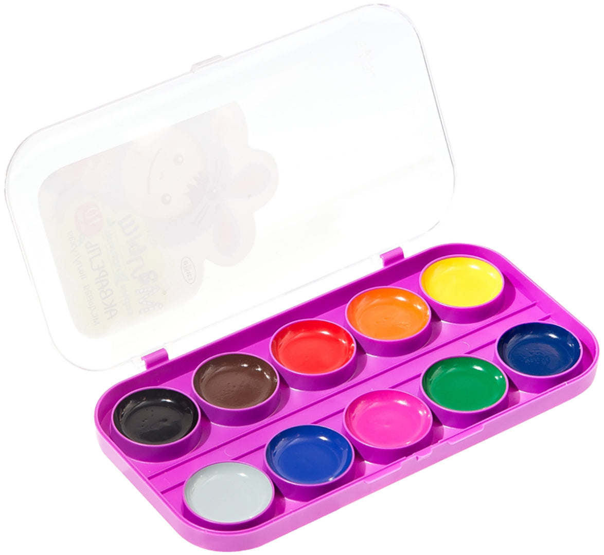 Акварель МАЛЫШ серия "NATURALS", 10 цветов, пласт.упк, б/кисти