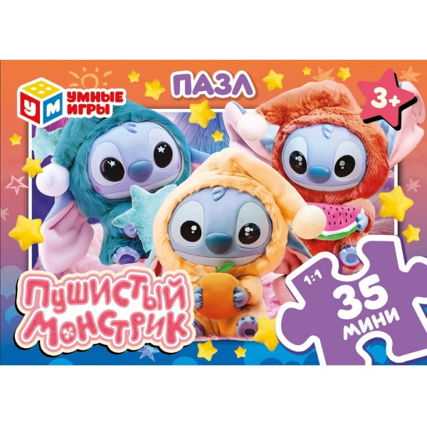 Пушистый монстрик. Пазлы в коробке 35 деталей. 90х65х25 мм. Умные игры в уп.32шт в кор.8уп