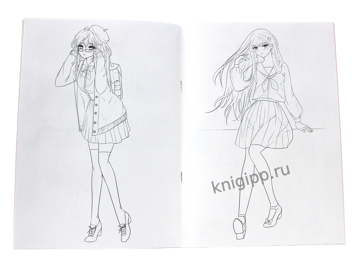 РАСКРАСКА Мода Аниме. Школьный стиль