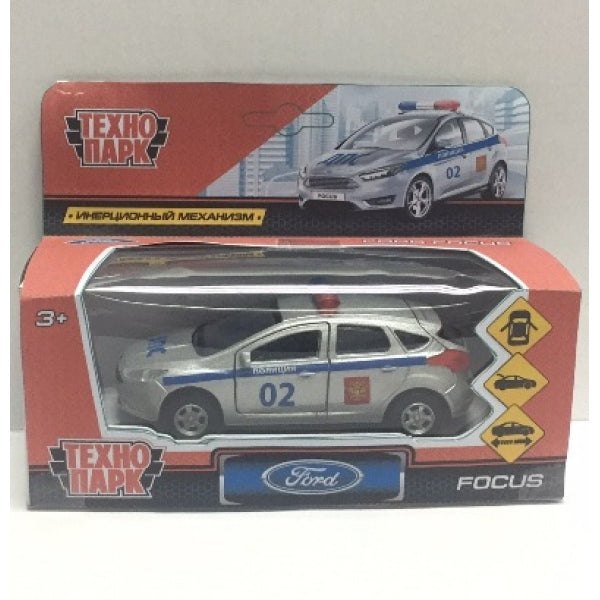 Машина металл FORD Focus хэтч. полиция 12см, открыв. двери, инерц. в кор. ТМ Технопарк в кор.2*24шт