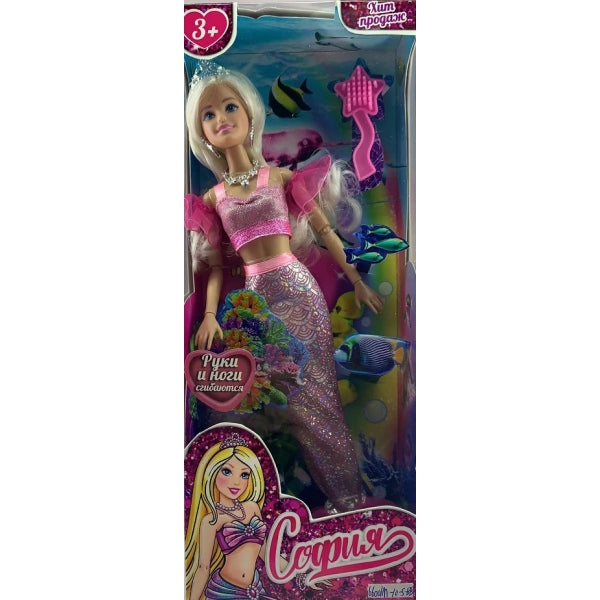 Кукла 29см София, руки и ноги сгиб, русалка, акс, кор КАРАПУЗ в кор.24шт