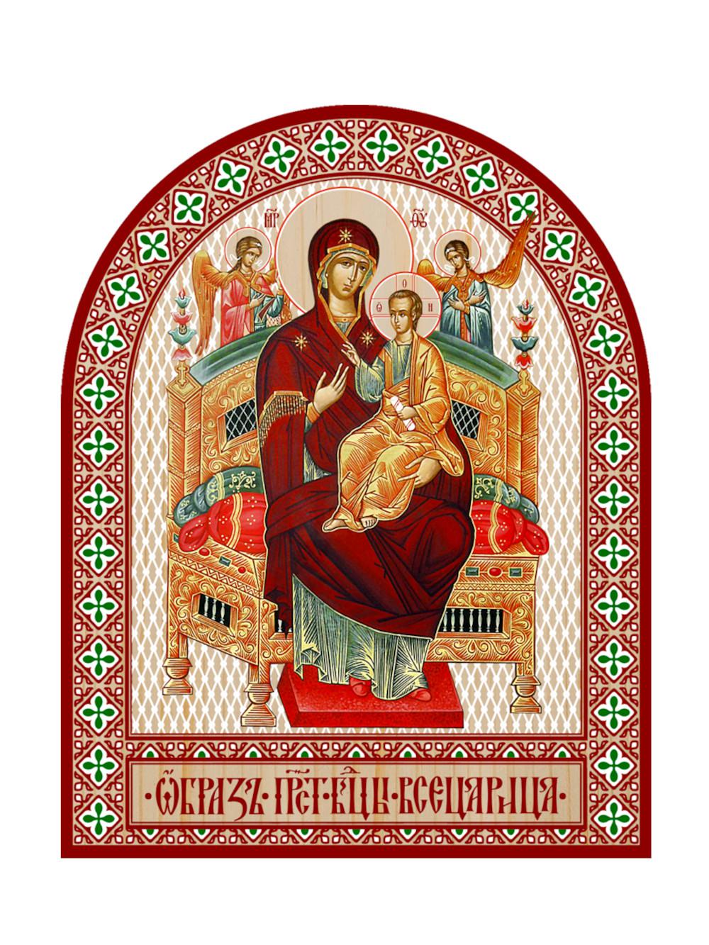 Икона аркой Пресвятой Богородицы, Всецарица (на дереве): 95 х 120
