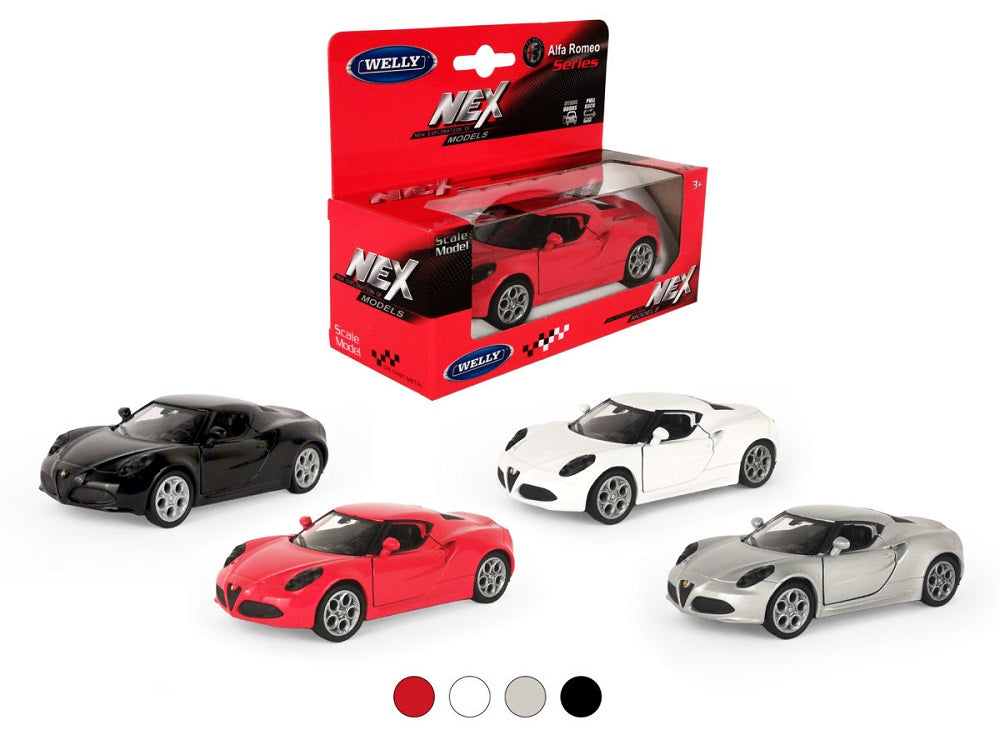 Welly. Машинка 1:38 "Alfa Romeo 4C" металл, пруж. мех., цв. в ассорт. арт.43676W
