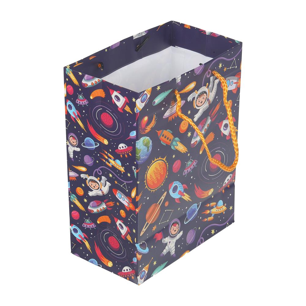 Пакет подарочный МАТОВЫЙ м,космос,140 гр/м2 ЧУДО ПРАЗДНИК в кор.12*12шт