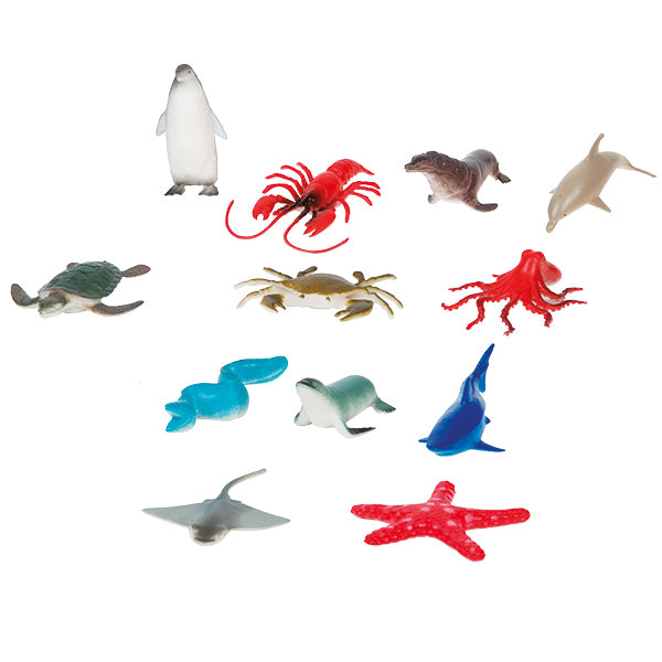 НАБОР ИЗ 12-И МОРСКИХ ЖИВОТНЫХ "ИГРАЕМ ВМЕСТЕ" 5СМ, В АССОРТЕ. В ПАК. С РУСС. ХЕДЕРОМ в кор.4*36наб