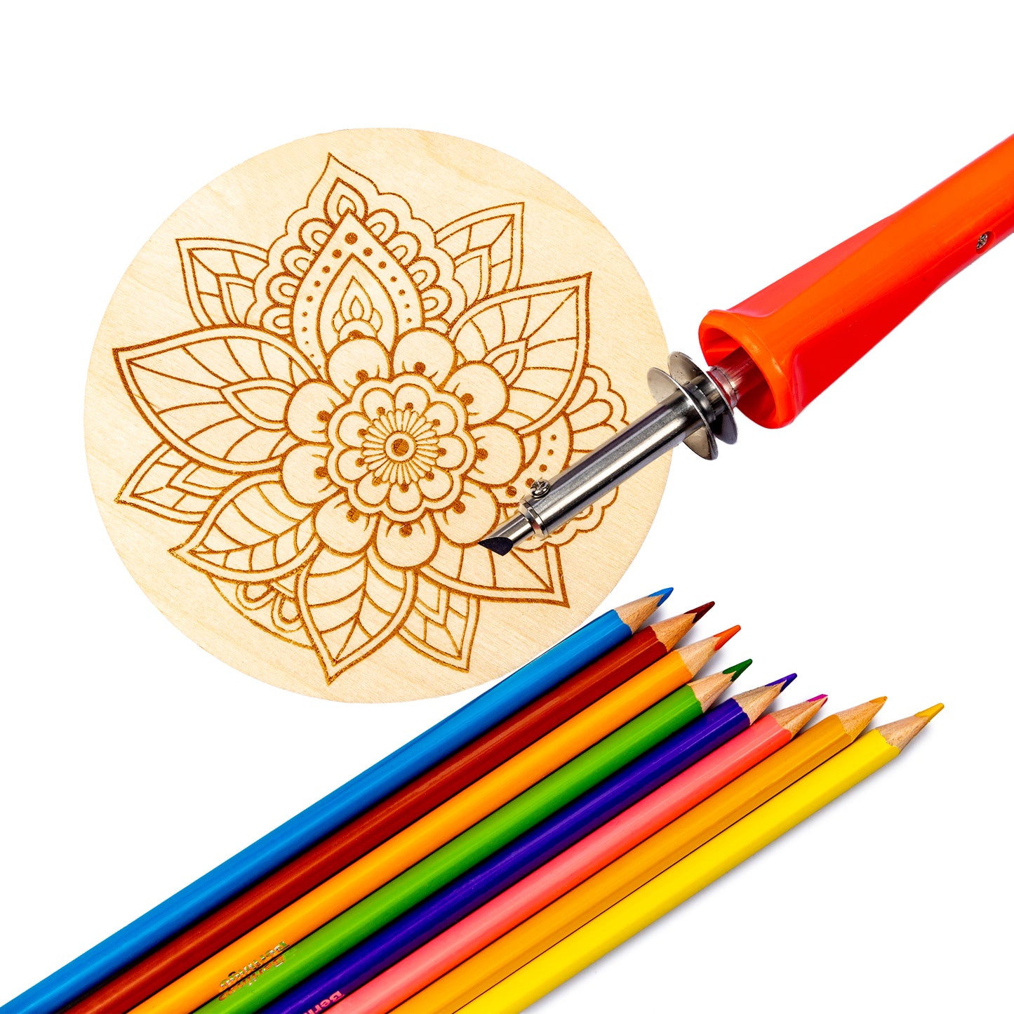 Выжигание. Дощечка для выжигания "Узор" (круг 130 мм, конверт А5)